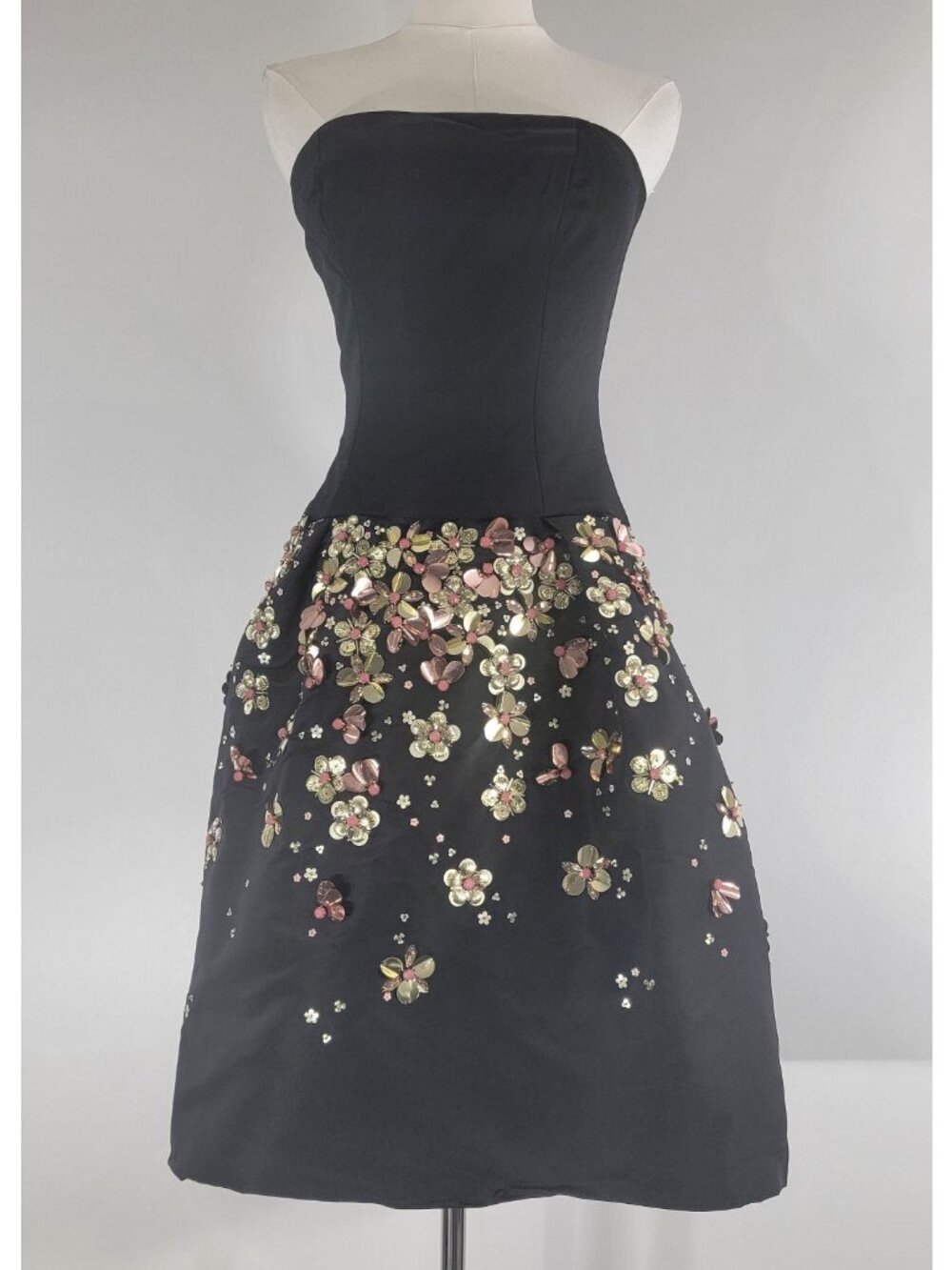Monique Lhuillier Strapless Embellished Cocktail Dress, Black, Womens Size 6 - Picture 2 of 9